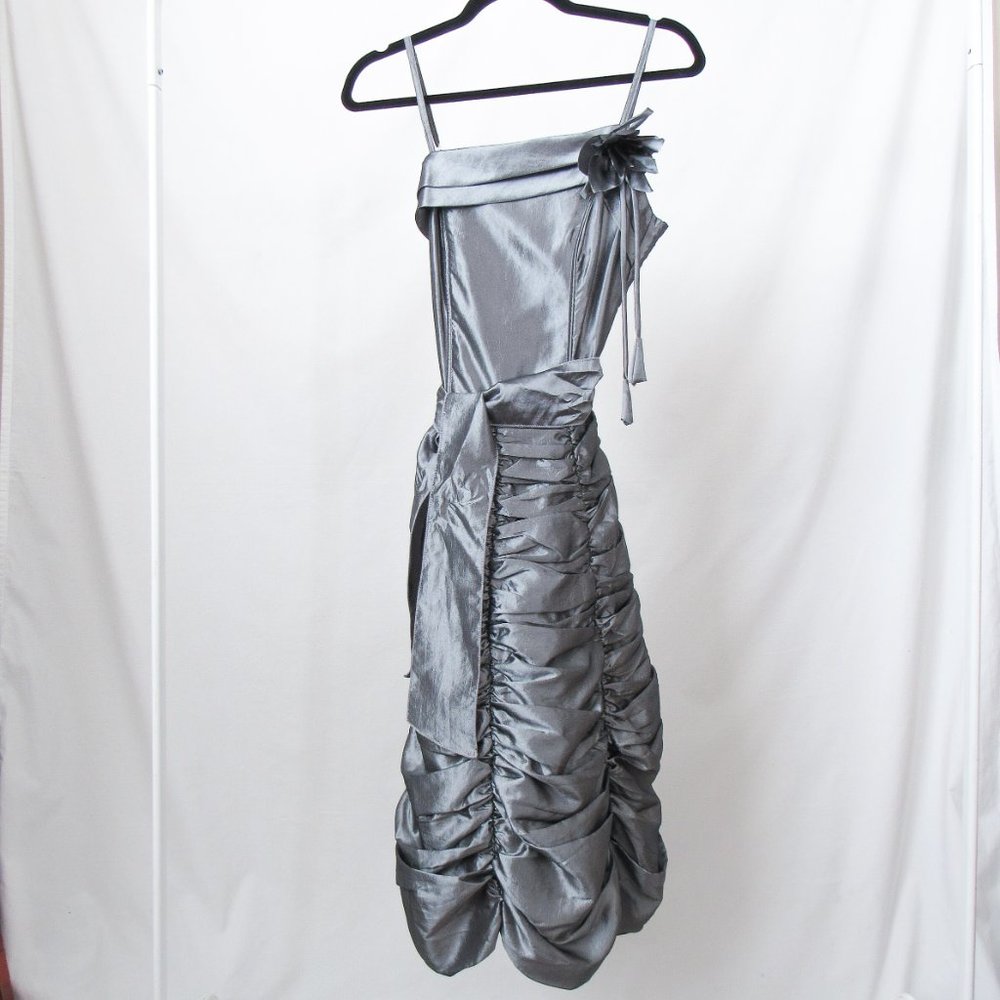 I. Design Original Vintage 90s Silver Ruched Dress Party dress! Size-S - Picture 11 of 14